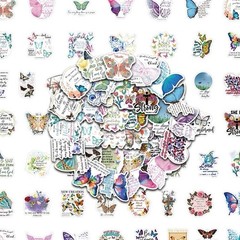 20Pcs Random Aesthetic Butterfly Inspirational Bible Verse Waterproof Stickers