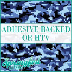 Digital CAMO in Blue Adhesive Vinyl or HTV Heat Transfer Vinyl Camouflage Print