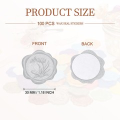 100Pack Wax Seal Stickers Self-Adhesive Envelope Seal Stickers, Bright Silver