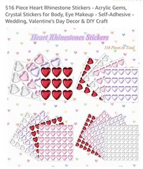 513 Piece Heart Rhinestone Jewel Stickers Acrylic Gems For DIY Crafts Decoration