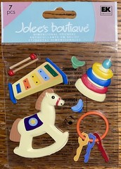 RARE Jolees Baby Toys Rocking Horse Xylophone Key On Ring 3D Scrapbook Stickers