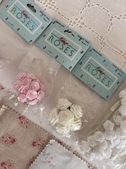 Ribbon Roses Floral Fabric Samples Scrapbooking Supplies Slow Stitch