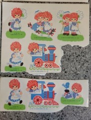 vintage 80s stickers lot Hallmark AGC stick ons 6 sheets raggedy ann swans dogs