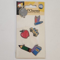 NEW Scrapbook SCHOOL Themed Stickers Charms Words Tags Shaker Box Rub-ons -G