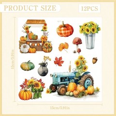12 Sheets Fall Rub On Transfers Stickers for Furniture Garden Wood Window Home