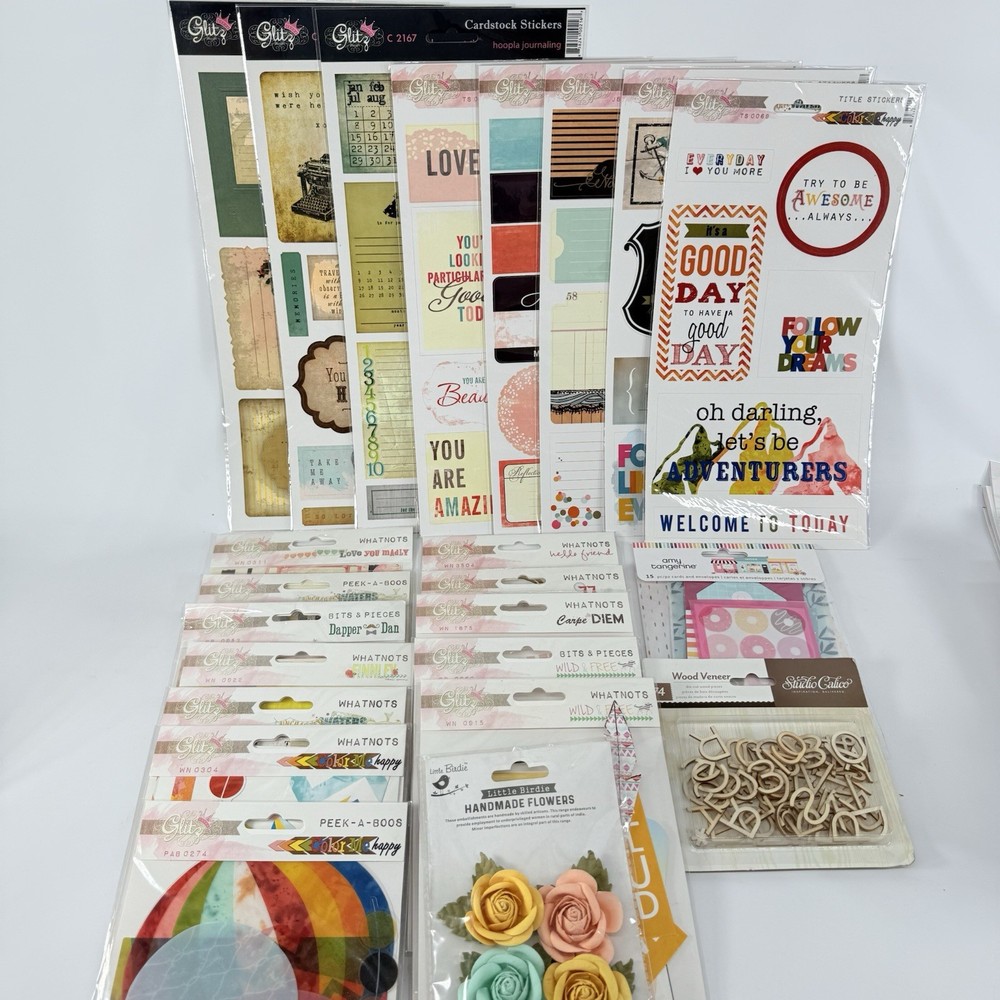 Glitz Scrapbook Stickers Embellishments Amy Tangerine Studio Calico LOT of 23 A