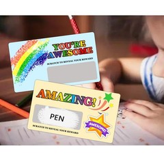 60 PCS DIY Scratch Off Prizes Cards Students Rewards Classroom 3.5×2 Inch