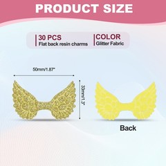 30Pcs Angel Wings for Crafts, Glitter Mini Angel Wings Ornament, Gold
