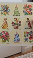 Vintage Stickers Drawing Board DBGCI Flower Bouquets Dolls Girls Gowns READ