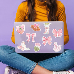 100Pcs Cute Aesthetic Coquette Stickers Aesthetic Pink Bow Tie Stickers for Wate