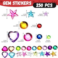 YGDZ Glitter Foam Stickers Set, Colorful Self Adhesive Stars Heart Gems Sticker