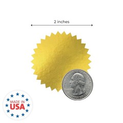 Shiny Gold Starburst Seal Stickers – 500 Sun Shape Blank Embossing Labels, 2″ Se