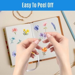 600Pcs Natural Flower Stickers,Self-Adhesive PVC Vintage Flower Stickers for Scr