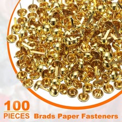 100pcs Brads Paper Fastener, 12mmx19mm Metal Split Pin for Paper Craft, Gold