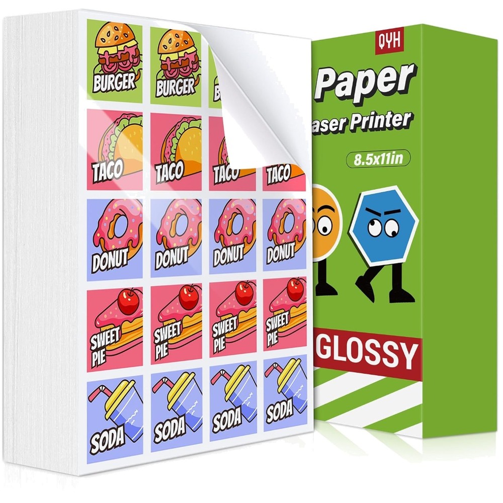 Glossy Vinyl Sticker Paper 240 Sheets for Inkjet/Laser