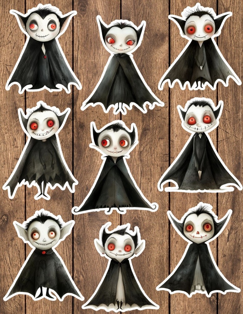 Cute Red Eye Vampire Die Cut Vinyl Stickers Set Scrapbooking Laptop Waterbottle