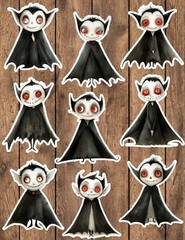 Cute Red Eye Vampire Die Cut Vinyl Stickers Set Scrapbooking Laptop Waterbottle