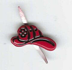 FIRE PERSON’S HAT SCRAPBOOKING DECORATIVE BRADS EYELET OUTLET 8 PCS