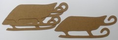 (3) SLED – Vintage Christmas Chipboard Die Cuts – 2 1/4″ x 6″ inch wide