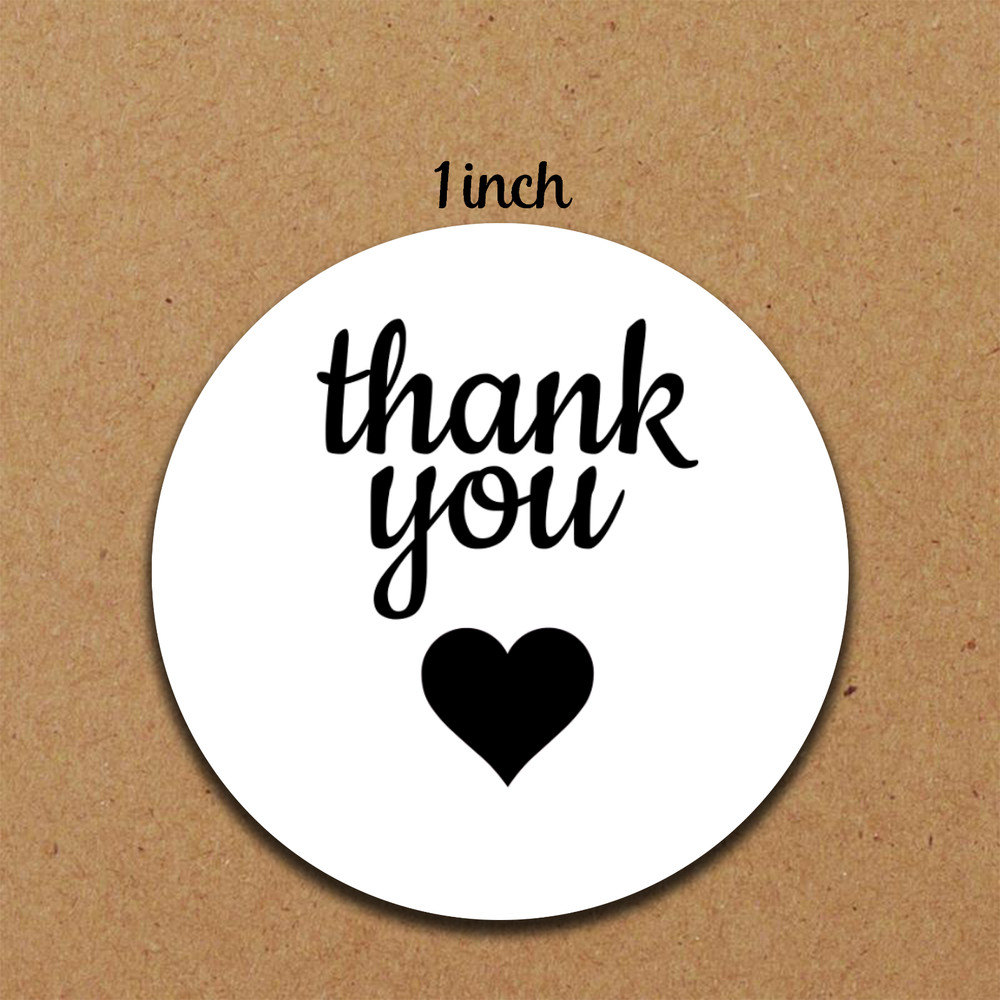 100 pcs Black Heart Thank You Stickers