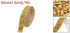 3/5 Inch x 1 Yard Crystal Rhinestone Sticker Ribbon Gold Yellow