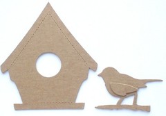 {3} *BIRD HOUSE w/ BIRDS* Unfinished Bare Chipboard Die Cuts – 3 7/8″ x 4 1/2″