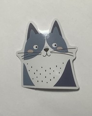 Cute Gray And White Cat Sticker, 2.25 Inch, Glossy Vinyl, Die Cut, 0013i