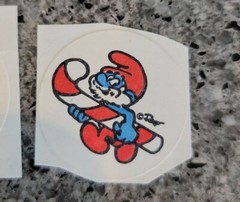 Set of 4 Vintage 80s Stickers Scratch & Sniff Smurfs smurf peyo stick ons scent