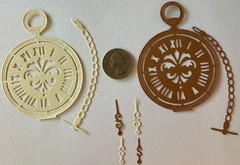 LARGE POCKET WATCH Die-Cut Embellishments(8pc)Clock •Roman Numerals•Card Making•