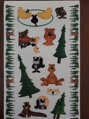 FOREST FRIENDS scrapbooking large sticker sheets, Persnippity Designs, 2 sheets