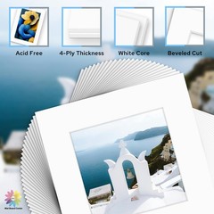 Mat Board Center, Pack of 25 12×12 Photo Mat + Backing + Bag, Pre Cut mat Boa…