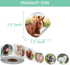 Zonon 600 Pieces Farm Animal Stickers Realistic Animal Roll Stickers Barnyard Fr