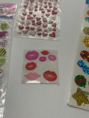 Vintage Sandylion Humbly Hallmark Iridescent Heart Ballon Scrapbook Stickers Set