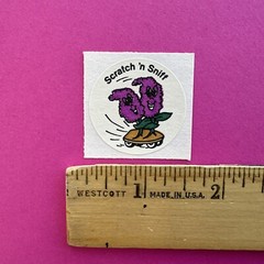 3M Murple Character Single Lilac Flower vintage 80s scratch & sniff sticker
