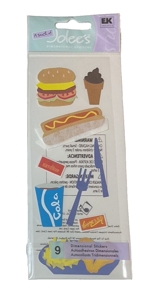 Fast Food~Cola~Hotdog~Hamburg~Touch of Jolee’s Dimensional Scrapbook Stickers
