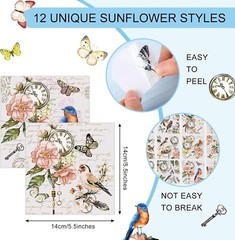 Vintage Botanical Rub on Transfer Stickers for Home Decor – Set of 12 Sheets