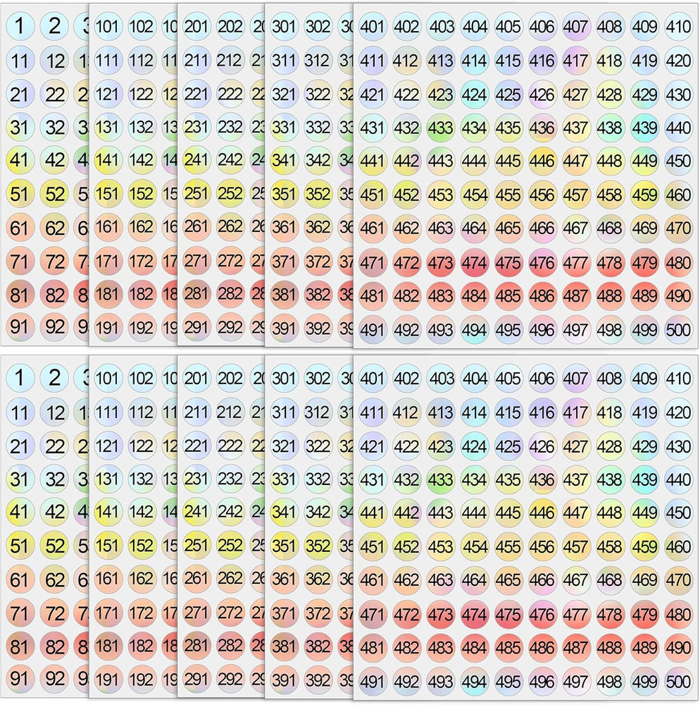 Small Number Stickers 1 to 500 Vinyl Consecutive Number Stickers Self Adhesive L