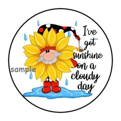 30 GNOME FLOWER ENVELOPE SEALS LABELS STICKERS 1.5″ ROUND SUNSHINE ON CLOUDY DAY