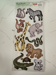 Crate Paper Day At The Zoo Accent Stickers Zebra Elephant Lion Kola Scrapbooking