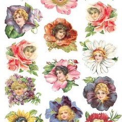 Violette Stickers – Flower Petal Ladies – 1 Victorian Sticker Sheet – Crafts