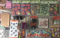 Halloween Lot Of 38 Mixed Crafts Stickers Ribbon Scrapbooking Treat Bags Decor