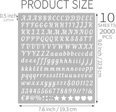10 Sheets Small Letter Stickers – 0.5 Inch Handwritten White Vinyl Self Adhesive