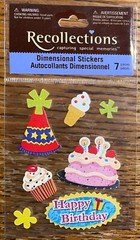 Recollections Happy Birthday Cake Cupcake Party Hats Ice Cream Scrapbook Sticker