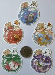 JAR ANIMAL Stickers(5pc)Dragon…Cats…Dog…Jag…Bears…Rabbit…Cork…Bees…Card Making