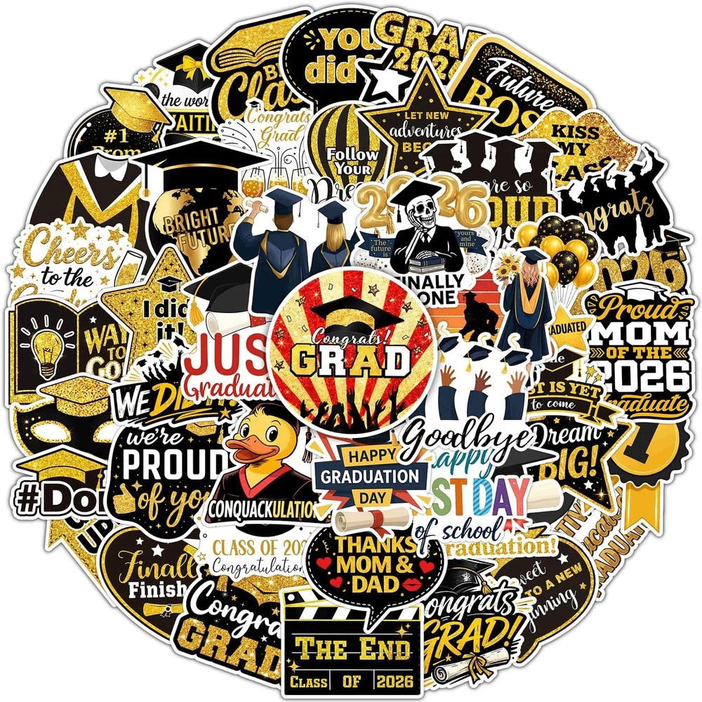 50pcs Graduation Stickers 2026, College Stickers, Class of 2026 Stickers for Gra