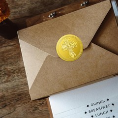 100Pcs Cross Gold Foil Stickers, 2 Inch Cross Gold Embossed Envelopes Seals R…