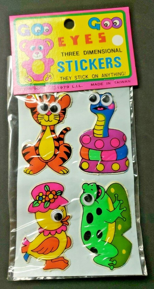 Vintage 1979 Goo Goo Eyes 3 Dimensional Puffy Stickers Pkg of 4 Sealed NewOldStk