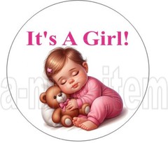 30 It’s A Girl Lollipop Seals 1.5″ Caucasian White Baby Envelope Labels