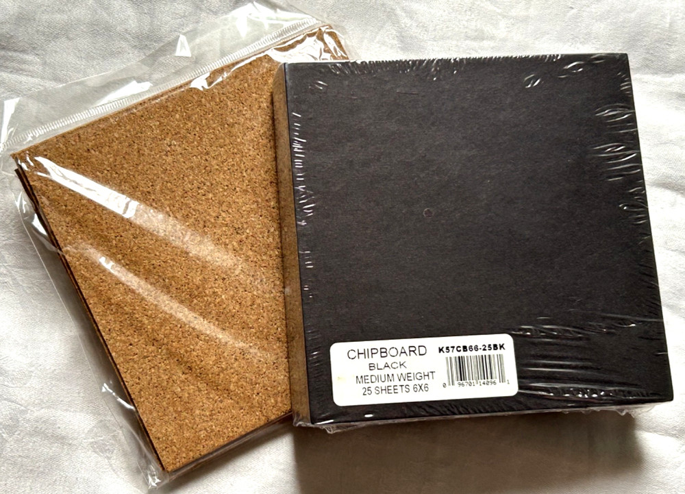 6″x6″ Black Chipboard & Cork Sheets Scrapbooking Paper Crafts Mixed Media Thick