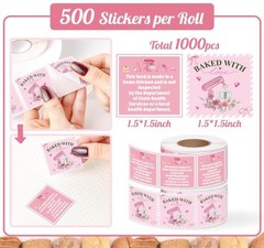 Cottage Food Law Labels – 1000 Count Pink Stickers for Homemade Bakery Goods
